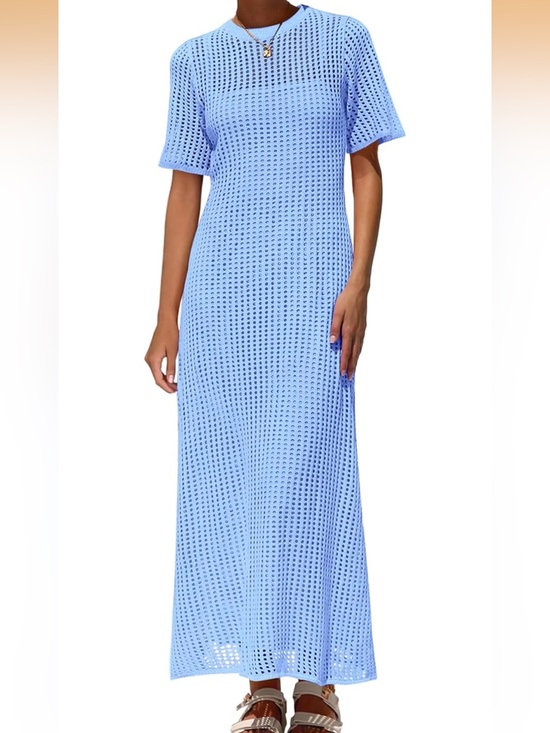 PrettyGarden Dresses & Skirts - Pretty Garden Light Blue Crochet Maxi Dress - NWT Size XL